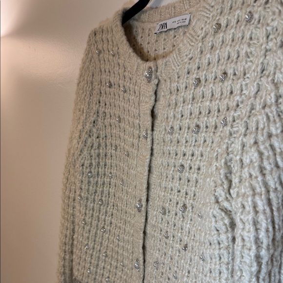 Zara Beige Beaded Cardigan - Picture 3 of 5